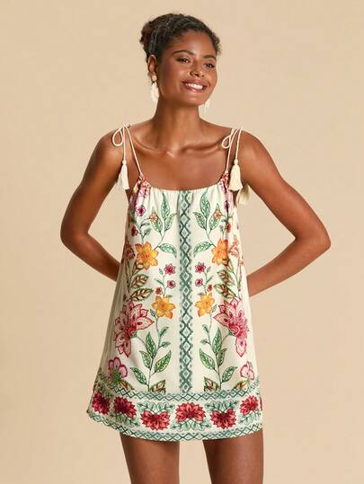 Travachic 女士休闲碎花无袖罩衫