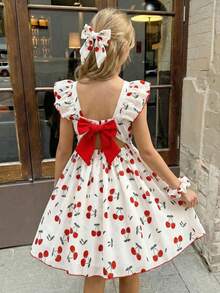 Emery Rose Kids Emery Rose Kids 少女休闲可爱迷你爱心、迷你樱桃印花、简约荷叶边下摆连衣裙，适合夏季、休闲假期、海滩周末，可爱夏日穿搭，少女夏季单品，韩版风格，海滩模式开启，夏季外出单品，夏季服装，白色连衣裙，舞会礼服，女士连衣裙，白色连衣裙，粉色连衣裙，毕业礼服，舞会礼服，樱桃连衣裙，可爱樱桃连衣裙，少女连衣裙，樱桃婴儿服装，少女樱桃连衣裙 - 粉色 - 查看 8