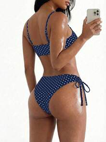 Swim Basics 2件套 时尚波点系带女士夏季泳装 - 彩色 - 查看 2