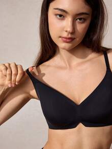 Veilyse 1 Áo ngực liền mạch cho nữ có đệm mềm mại, nâng đỡ không dây và làm phẳng hông - màu đen - Xem 6