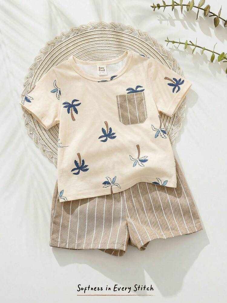 Bộ 2 món cho bé trai, gồm áo polo tay ngắn cổ bẻ và quần short cạp chun in hình động vật hoạt hình, chất liệu mềm mại. - Nhiều màu - Xem 7