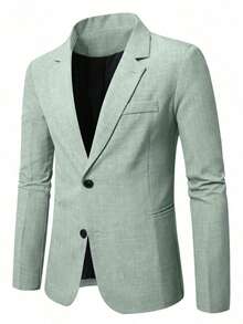 Manfinity Mode Men Space Dye Pocket Single Breasted Blazer - Mint Green - View 5