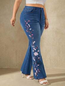 Selenza Denim ukuran plus Kantong Split Zip Bunga - Medium Wash - View 2