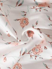 SHEIN 夏季新生女宝宝杏色圆领荷叶边卡通樱桃印花无袖红色蝴蝶结连衣裙，搭配红色帽子，优雅可爱 - 杏色 - 查看 6