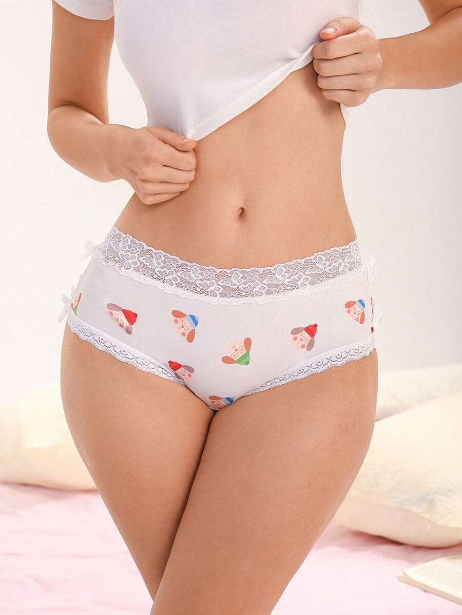 Lace Patchwork Thong Panties - Multicolor - View 1