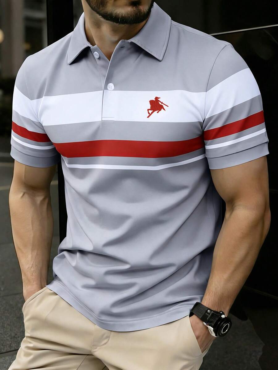 Calvornis 男士時尚休閒短袖 Polo 衫,正式、儀式 - 彩色 - 查看 1