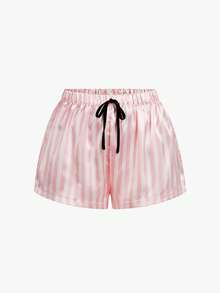 Bisouelle Striped Print Satin Cami Pajama Set Holiday Seasonfor Summer - Baby Pink - View 9