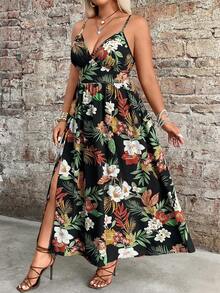 Breezaya Đầm xẻ eo họa tiết nhiệt đới cỡ lớn, trang phục thường ngày đi nghỉ mát cho nữ, mùa xuân/hè. - Nhiều màu - Xem 4