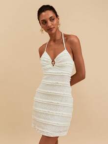 Travachic Knitted Elegant Casual Women Dress,White Dress,Elegant Dresses For Women,Summer Dress,Mother's Day,Elegant Dresses For Part,Wedding Guest Party Dress,Vacation Outfits Women - White - View 5