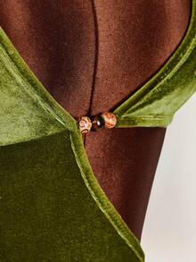 Amplova 钩针编织不对称花卉装饰紧身迷你连衣裙 - 綠色 - 查看 9