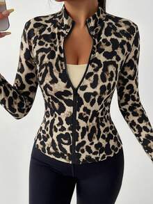 DAZY Áo khoác dài tay ôm dáng thể thao chạy bộ yoga - màu nâu - Xem 3