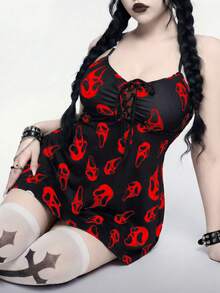 ROMWE Goth 2026新款加大码两件式泳衣，夏季海滩度假套装 - 彩色 - 查看 4