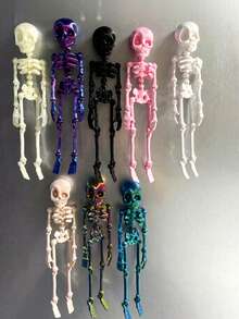 MINKOJA MINKOJA Un juguete de esqueleto de calavera impreso en 3D, fácil de llevar, juguete antiestrés, juguete sensorial, juguete para niños, regalo para fiestas, cumpleaños, vacaciones, Navidad, Halloween. - Multicolor - Ver 3