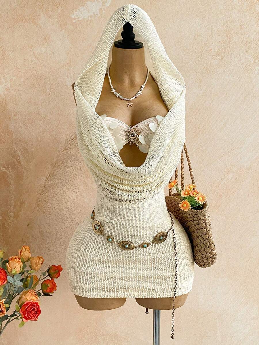Soleia Đầm ngắn có mũ trùm đầu cổ khoét sâu đính sequin, gợi cảm cho kỳ nghỉ, tiệc lễ hội âm nhạc retro, kỳ nghỉ nhiệt đới lãng mạn, hẹn hò, tiệc trà chiều, du thuyền biển, chuyến đi phố, trang phục lễ hội âm nhạc, tiệc tùng, phong cách Boho, lễ hội âm nhạc, Hippie, miền Tây, lễ hội Carnival, đầm nữ ngày lễ Thánh Patrick, hẹn hò thường ngày, tiệc trà chiều ngày Valentine, du thuyền biển, kỳ nghỉ, trang phục đi nghỉ mát trên đảo, trang phục dự tiệc brunch. - Màu be - Xem 1