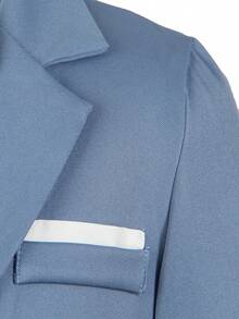 SHEIN 3pcs Tween Boy Solid Color Minimalist Design Suit Set: Jacket + Pants + Vest, No Accessories, Suitable For Birthday Party, Wedding, Prom, Graduation - Blue - View 6