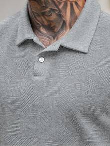 Manfinity CasualCool 男士纯色短袖 Polo 衫和休闲裤套装 - 灰色 - 查看 5