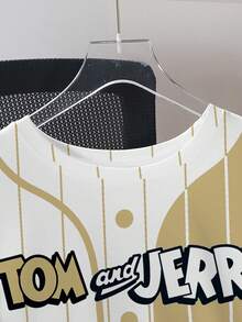TOM & JERRY X SHEIN Men's Cartoon Print Loose Casual Short Sleeve T-Shirt - White - View 6