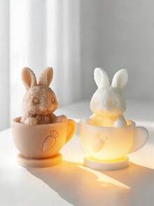 Silicone 3D Tea Cup Rabbit Mold | Suitable For Plaster, Epoxy, Candle, Soap | Ideal For Valentine's Day And Easter Gifts, Party Decoration, Recommended For Manual Lovers - Teacup Rabbit Mold - View 4