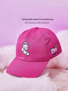 HELLO KITTY AND FRIENDS | SHEIN 1件女款棒球帽，四季裝飾風格，男女皆宜的時尚必備單品，正面與側面印有卡通人物與字母，適合與家人朋友聚會 - 玫粉色 - 查看 6