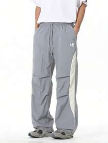 Gym Rark Men's Drawstring Waist Color Block Casual Versatile Daily Wear & Sports Pants - Grey - View 6