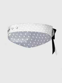 ROMWE Anime Cinto Multifuncional Retrô Estampado com Bolinhas, com Emblema de Símbolo Musical - Cinto Casual Decorativo com Estrela de Cinco Pontas Fashionável e Fofo, Estilo Y2K, Adequado para Uso Casual, Passeio e Férias - Cinza com crachá - Visão 4