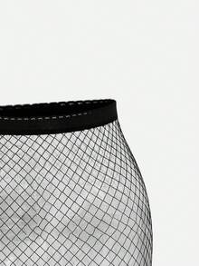 Solid Fishnet Tights - Black - View 3