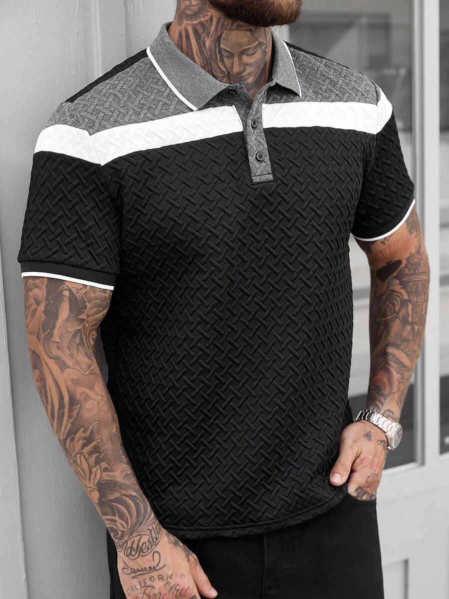 Manfinity CasualCool 男士必备Polo衫,翻领Polo衫,纽扣Polo衫,时尚纹理面料,三色撞色Polo衫,适合日常外出、朋友聚会、休闲周末穿着,是送给男友或丈夫的绝佳礼物,INS热销Polo衫 - 彩色 - 查看 1