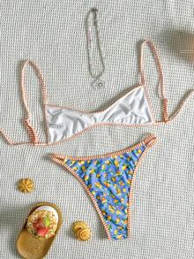 Swim Mod Bộ bikini hai mảnh in họa tiết nhiệt đới dành cho nữ, thích hợp cho kỳ nghỉ thường ngày. - Nhiều màu - Xem 2