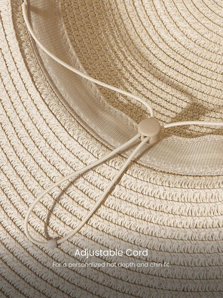 Papyrus Woven Sunny Rays Adjustable Drawstring Wide-Brimmed Hat Holiday Vacation Summer Daily Casual Wear
