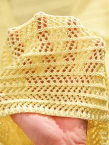 CosyJoli Plus Size Summer Casual Solid Color Sleeveless Hollow Out Knit Sweater Fall/Winter - Yellow - View 8