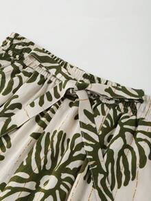Franclia Summer Casual Floral Print Loose Pants - Green - View 7