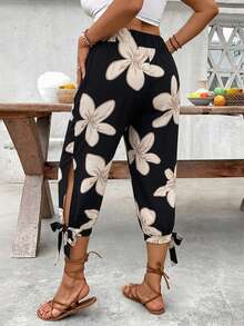 EMERY ROSE Plus Size High Waist Drawstring 7/8 Pants, Spring/Summer - Multicolor - View 6