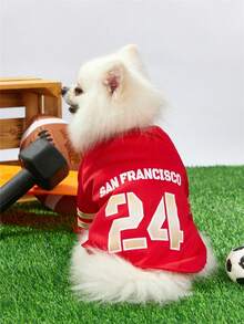 Pet Sports Jersey San Francisco Number Print Bird's Eye Fabric Cat And Dog Unisex T-Shirt 1pc - Multicolor - View 5