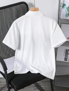 Vacaura 1件装青少年男童时尚柔软舒适Polo衫，适合夏季郊游、摄影、运动、上学及各种场合。百搭休闲短袖Polo衫，青少年男孩必备。 - 白色 - 查看 2