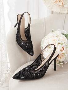 CUCCOO HITCHD Women's Fashionable & Elegant Commuting Rhinestone Bow Decor Pointed Toe Pumps - Black - View 1