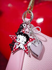 Betty Boop x SHEIN 1PC Betty Boop Silver Love Bow Bag Apparel Accessories DIY Versatile Keychain Small Pendant Keychain Pendant - Multicolor - View 4