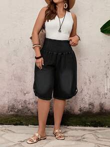 EMERY ROSE EMERY ROSE Plus Size Women Loose Fit Wide Leg 3/4 Length Jeans - Black - View 7