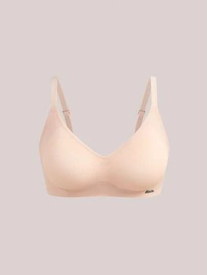 休闲舒适字母装饰无痕无钢圈文胸，内衣