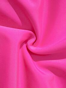 SHEIN Conjunto de traje de baño de 2 piezas para niñas preadolescentes, color fucsia vibrante, con bordado de concha, Bottom triangular de cintura alta, tela de punto, diseño elegante y casual de moda, adecuado para nadar, vacaciones de verano, playa, piscina, fiesta de vacaciones - Rosa Fucsia - Ver 7