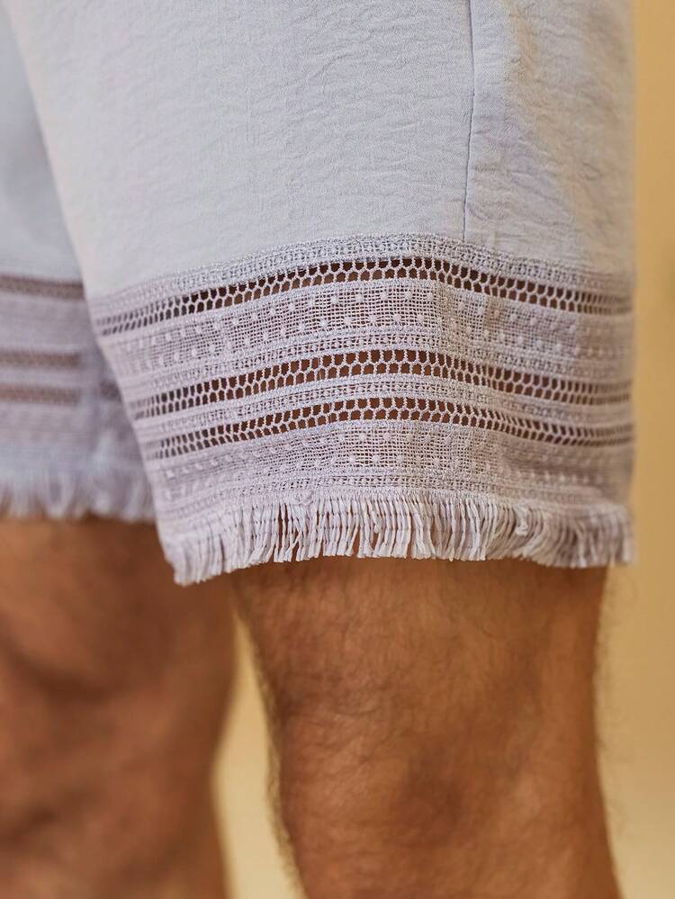 VENTUSAIL Men's Tassel Mesh Drawstring Waist Pocket Casual Shorts - Grey - View 5