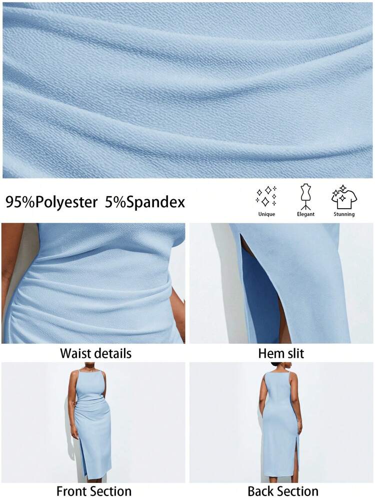SHEIN Maija Plus Size Women's New Elegant Everyday Work Date Commute Vacation Graduation Season Music Festival Easter Waist Strap Long Dress