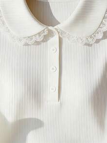 GlowEve 女士夏季纯色蕾丝边针织吊带背心，修身无袖上衣，可叠穿或外穿 - 白色 - 查看 4