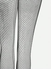 Solid Fishnet Tights - Black - View 4