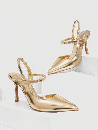 CUCCOO SZL Women's Fashionable Elegant Gold Pointed Toe Pumps