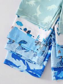 [1 Set Random] Boys Toddler Short Sleeve & Shorts Snug Fit Pajamas Colorful Cartoon Game Console Neon Print Summer Soft Knit Sleepwear - Multicolor - View 5