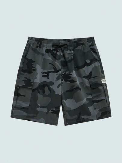 Modcrash 男士夏季迷彩短裤，时尚休闲百搭宽松五分裤，户外运动短裤，复古美式，男女通用，宽松夏季服装——适合日常穿着和夏季度假穿着。