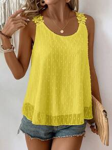 EMERY ROSE Blusa casual versátil de uso diario con estampado jacquard para mujer - Amarillo - Ver 3