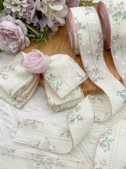 Muroi Mono 2yd Pastoral Floral Lace Ribbon, Hollow Flower Fabric Trim, French Style Sweet Lace Ribbon For DIY Crafts, Bow Hair Accessories, Clothing Decoration & Gift Wrapping, Soft Hollow Lace Trim For Hair Clips, Headwear, Sewing Supplies, Flower Bouquet & Baking Packaging, Ideal For Scrapbooking, DIY Jewelry, Home Decor, Dress & Garment Embellishment, Perfect For Wedding Decor, Birthday Parties, Easter, Mother's Day & Daily Handmade Projects, Versatile Craft Material For DIY Lovers.Home&Living