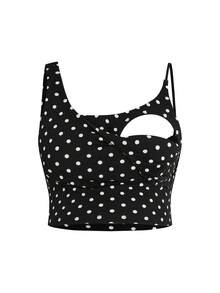 SHEIN 夏季孕妇休闲波点印花哺乳上衣 - 黑與白 - 查看 6