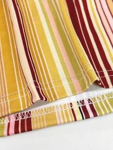 Cévolie 女士波点条纹印花修身抹胸上衣 / 海滩度假 / 夏季 - 彩色 - 查看 3